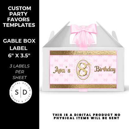 Pink Bow Party Printable Favor Designs DFY
