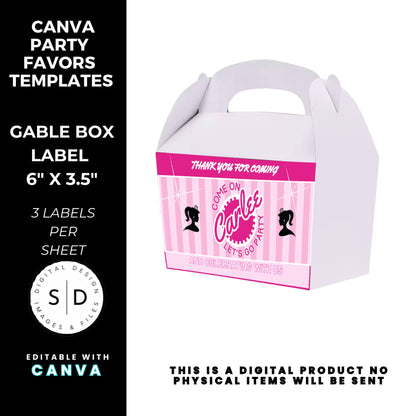 Come On Barbie Birthday Party Favor Templates