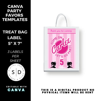 Come On Barbie Birthday Party Favor Templates