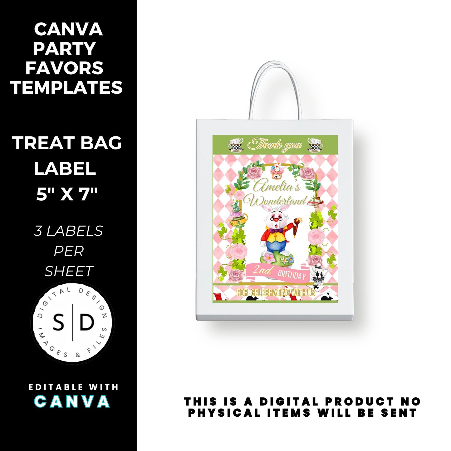 Alice In Wonderland Birthday Party Favor Templates Bundle