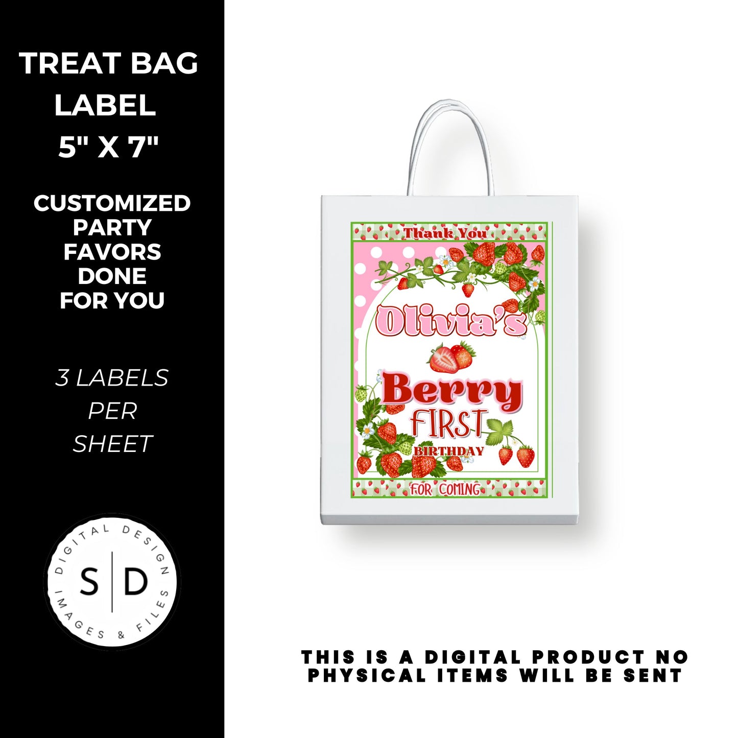 Berry First Strawberry Birthday Party Favors DFY