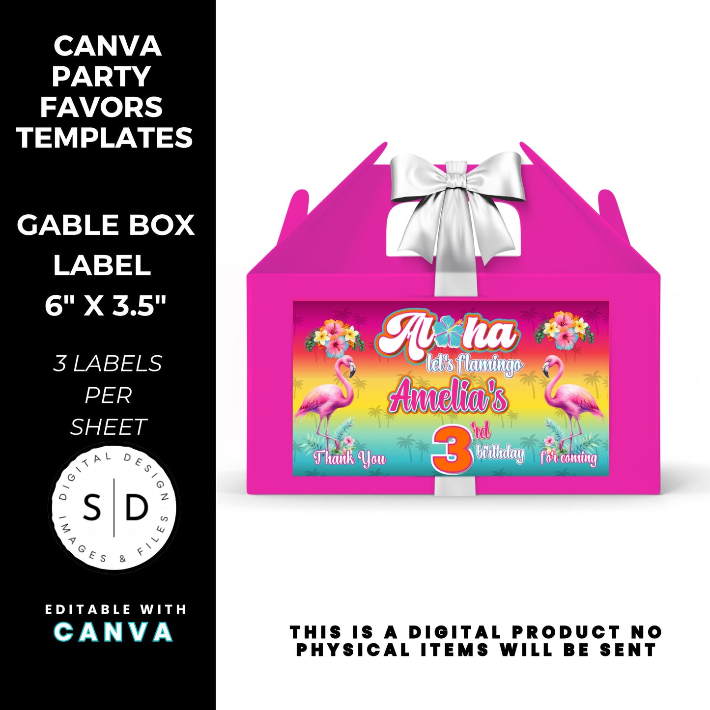 Aloha Let's Flamingo Birthday Party Favor Templates Bundle