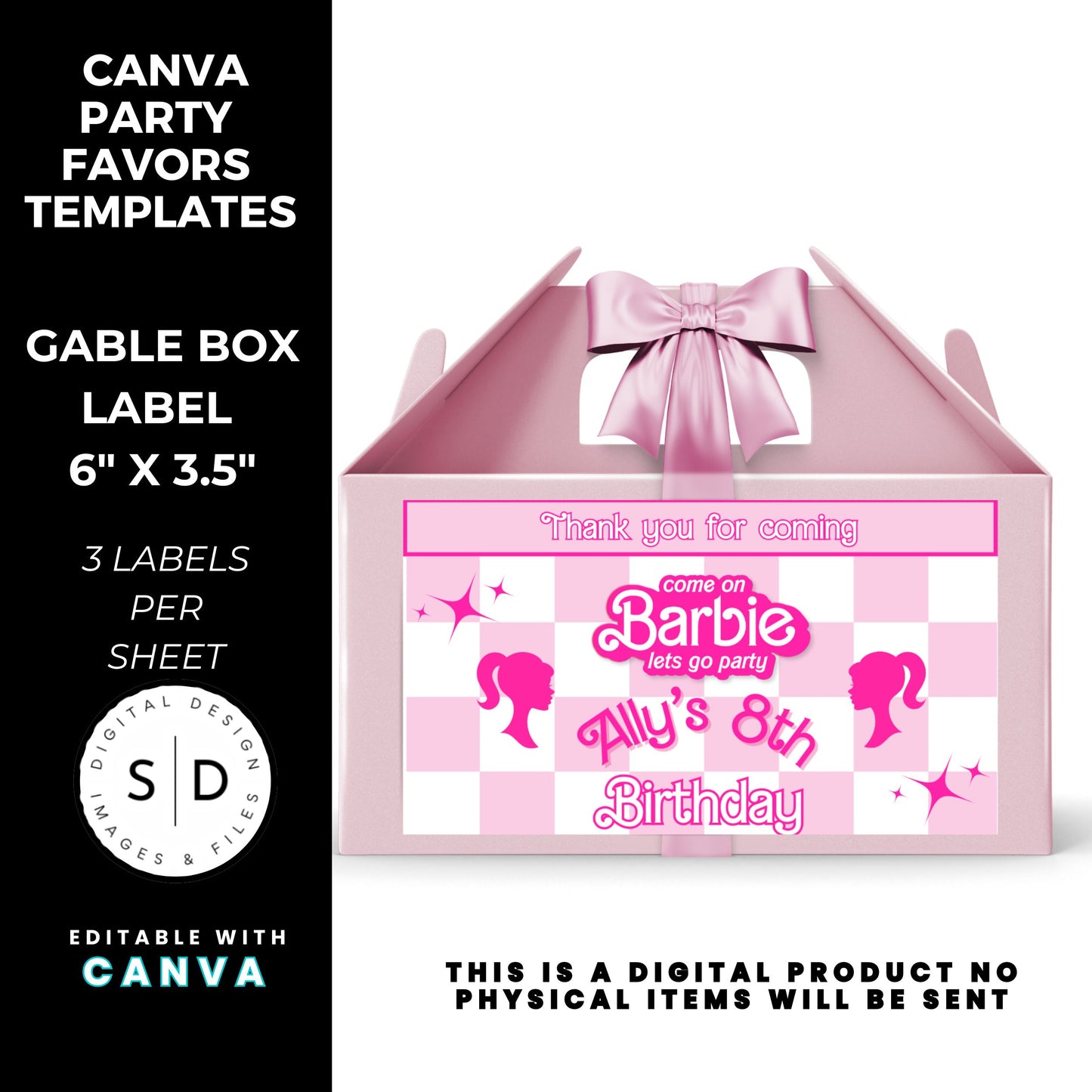 Let's Go Party Retro Barbie Birthday Party Favor Templates