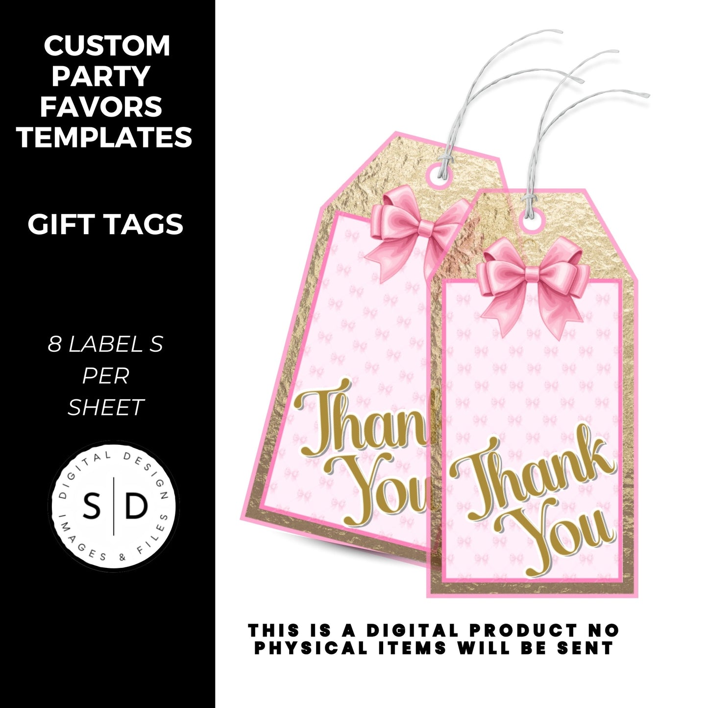 Pink Bow Party Printable Favor Designs DFY