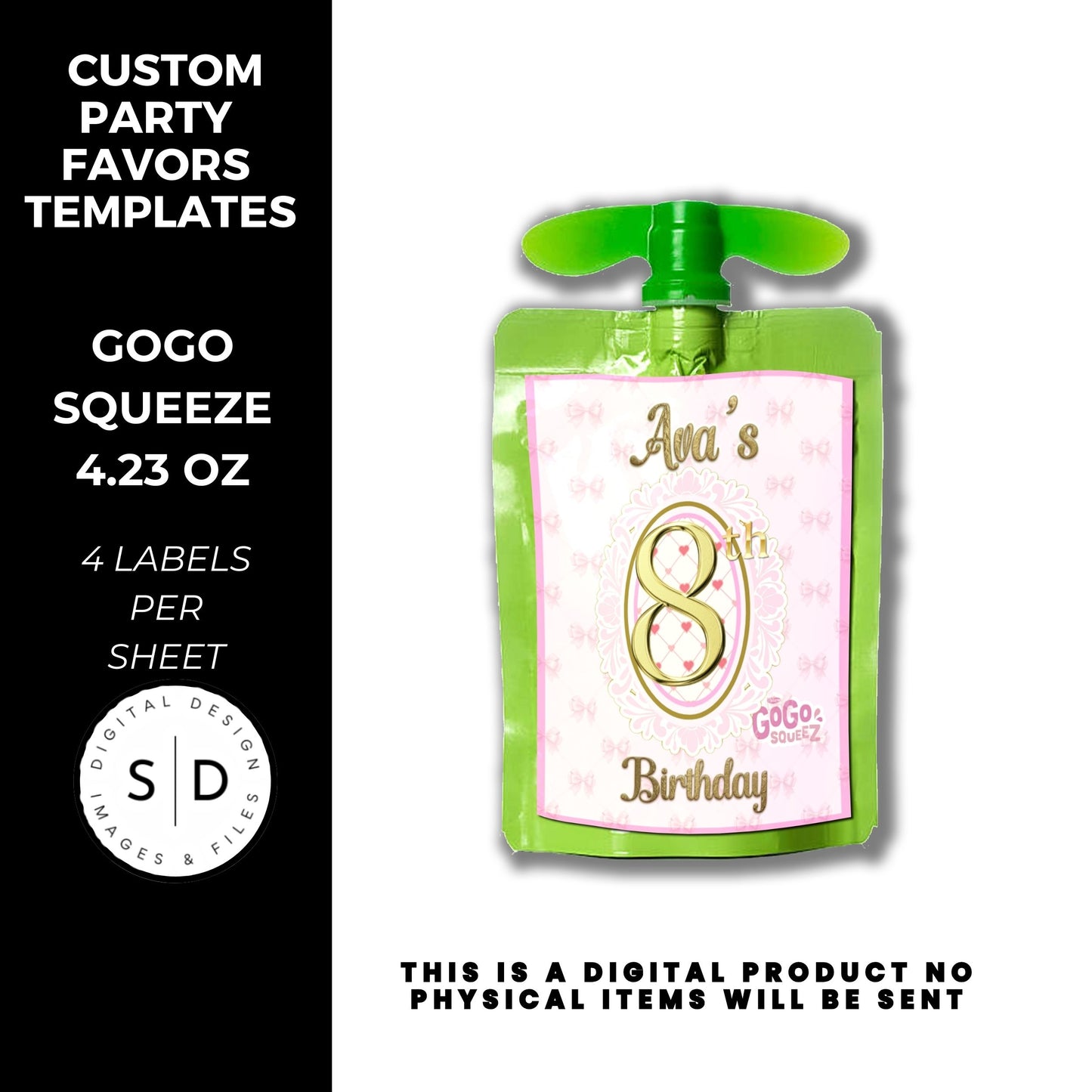Pink Bow Party Printable Favor Designs DFY