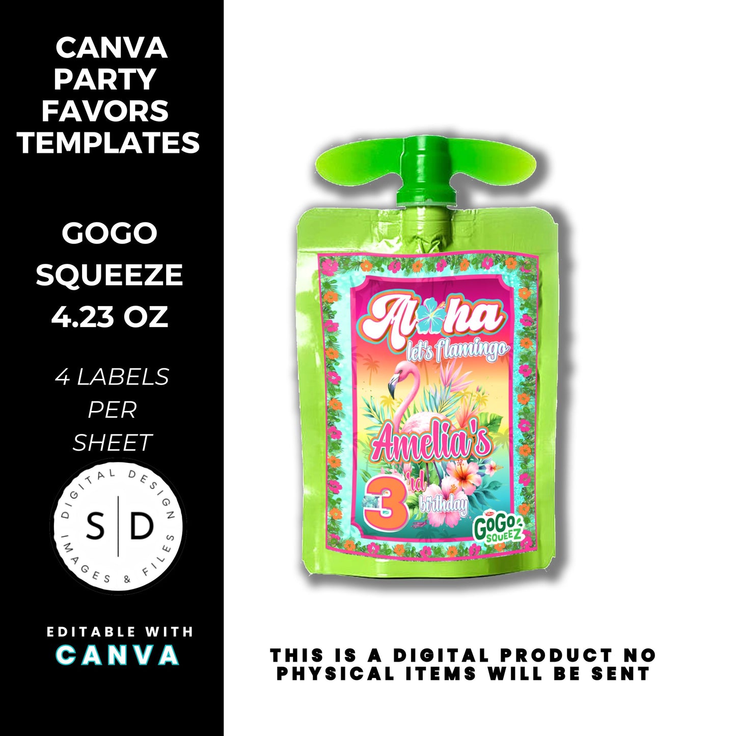 Aloha Let's Flamingo Birthday Party Favor Templates Bundle