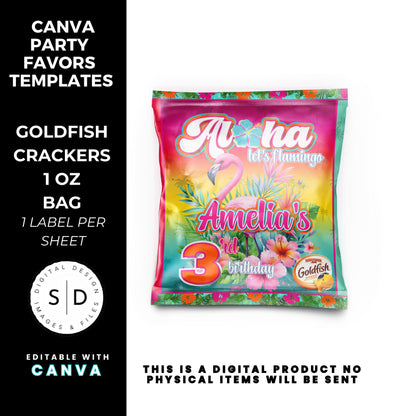 Aloha Let's Flamingo Birthday Party Favor Templates Bundle