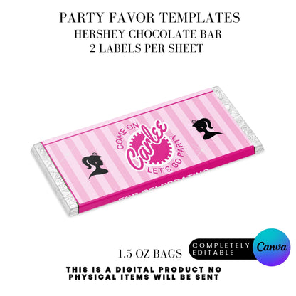Come On Barbie Birthday Party Favor Templates