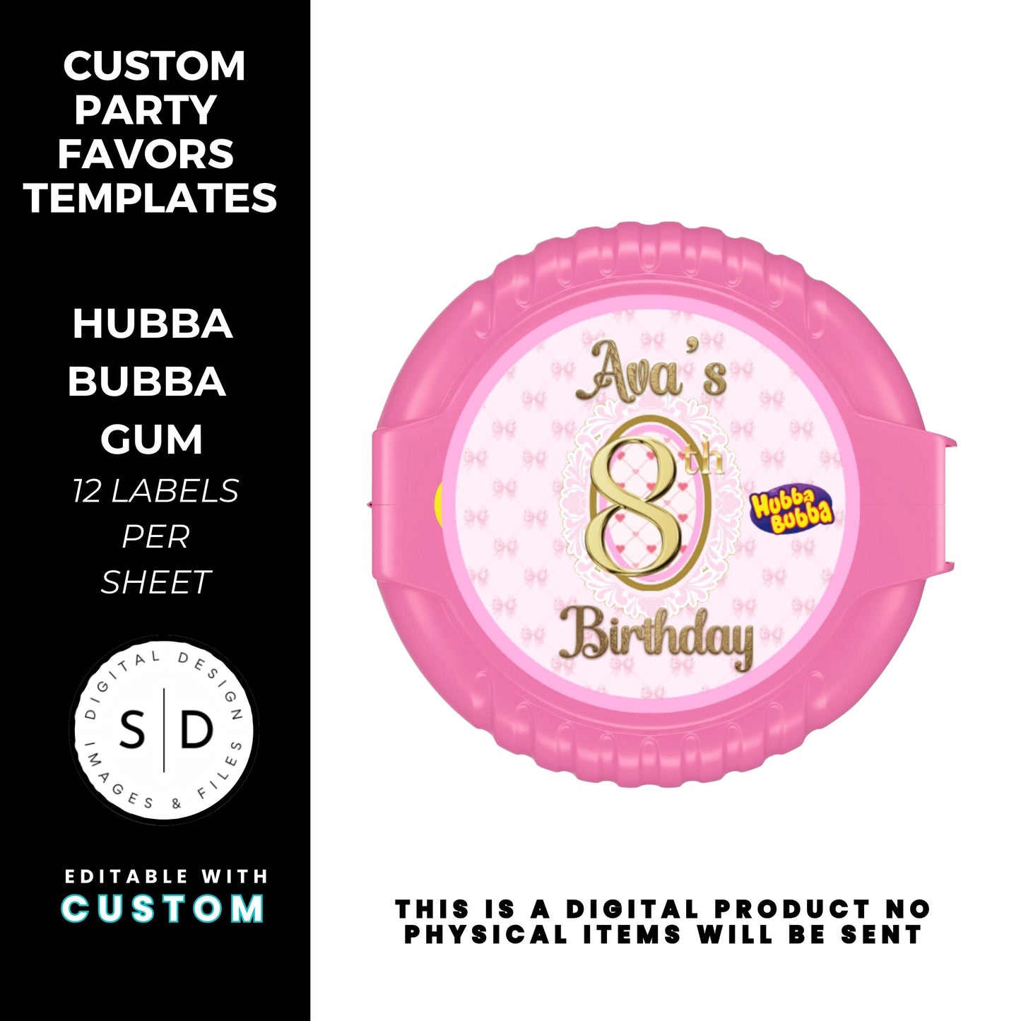 Pink Bow Party Printable Favor Designs DFY