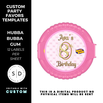 Pink Bow Party Printable Favor Designs DFY