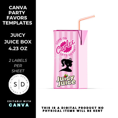 Come On Barbie Birthday Party Favor Templates