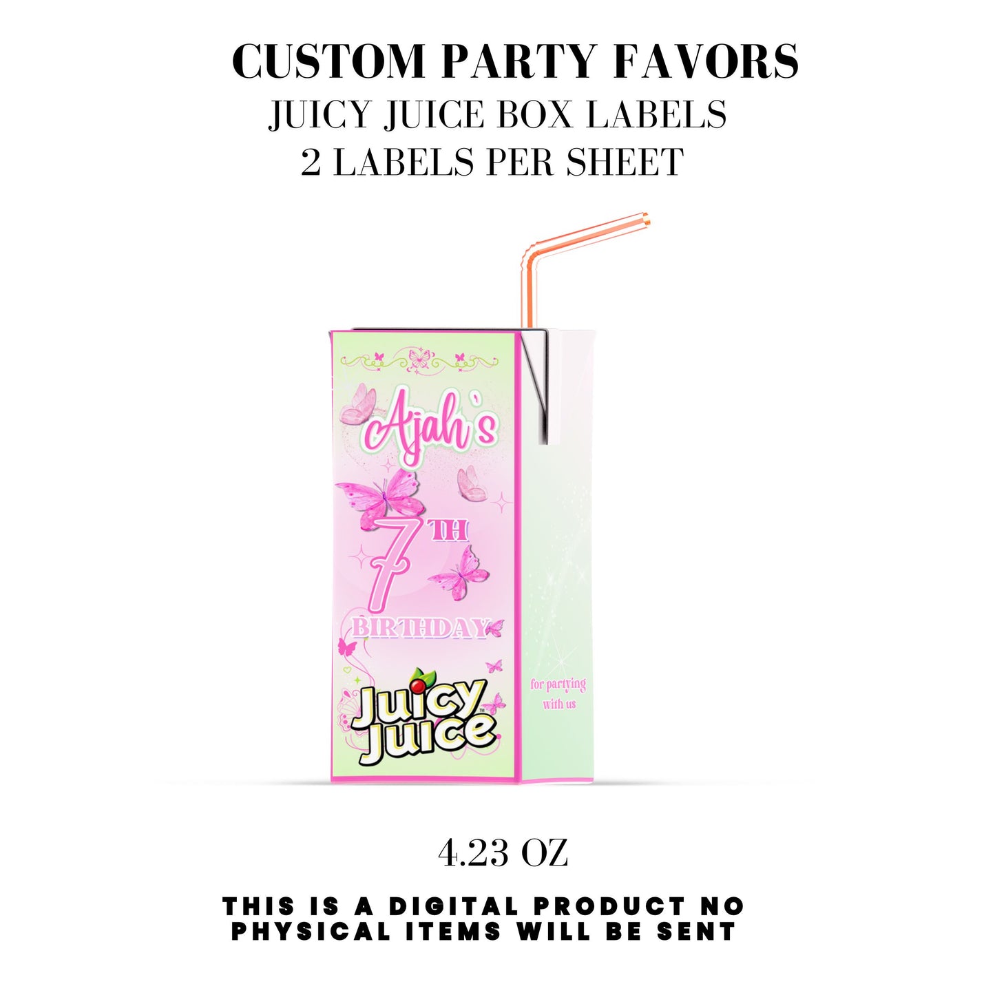 Butterfly Sparkle Pink Birthday Party Favors DFY