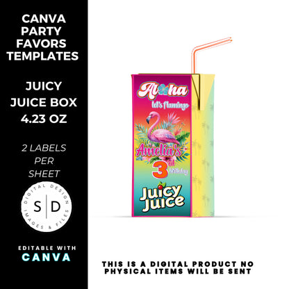 Aloha Let's Flamingo Birthday Party Favor Templates Bundle