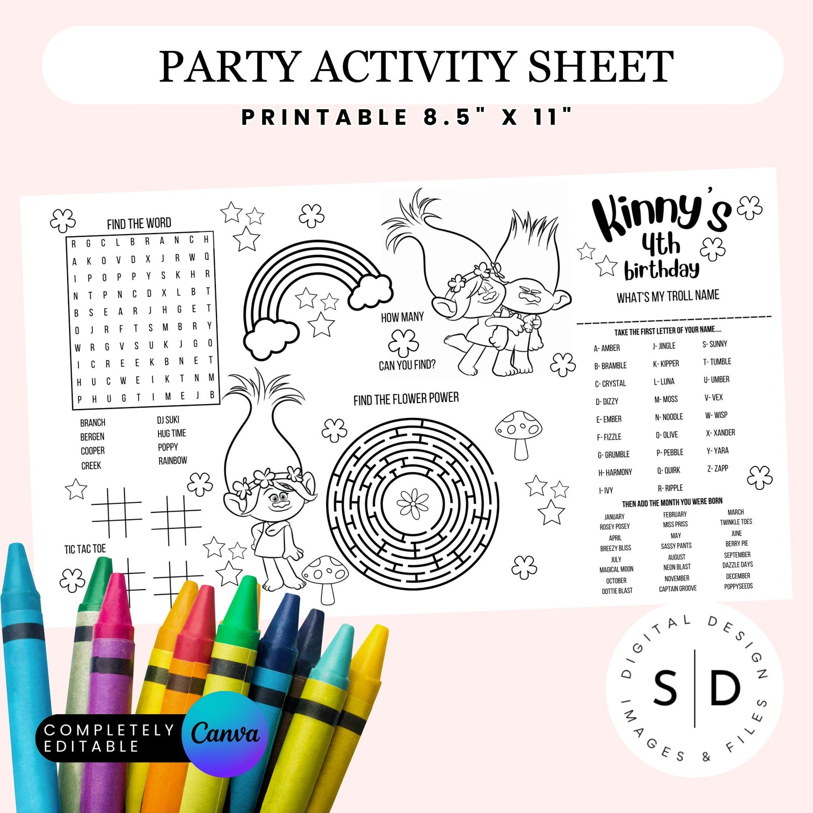 Trolls Party Activity Sheet – Stockpile Digital