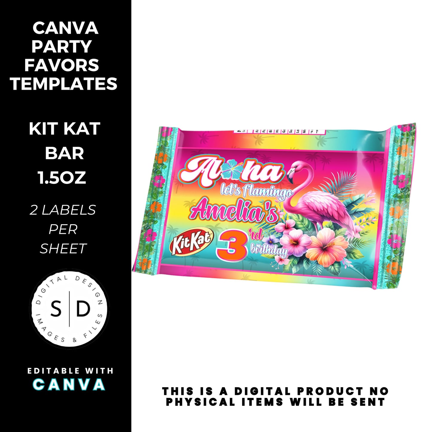 Aloha Let's Flamingo Birthday Party Favor Templates Bundle