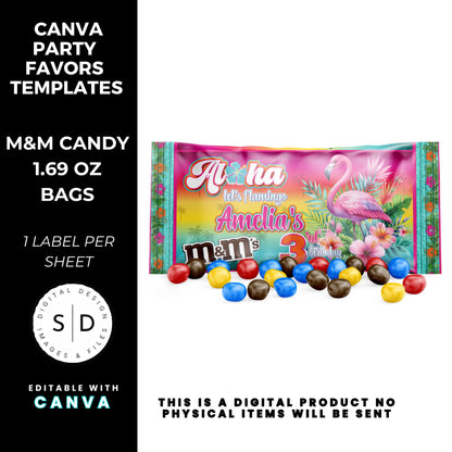 Aloha Let's Flamingo Birthday Party Favor Templates Bundle