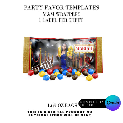 Hollywood Red Carpet Birthday Party Favors Templates Bundle