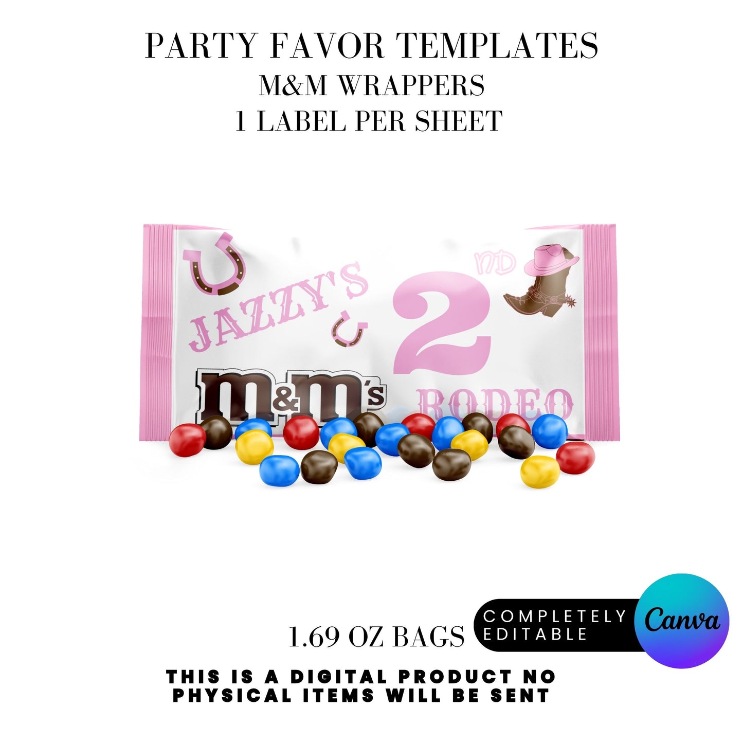 Pink Rodeo Birthday Party Favor Templates Bundle