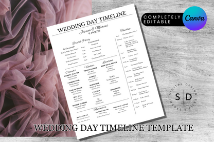 Wedding Day of Timeline Template