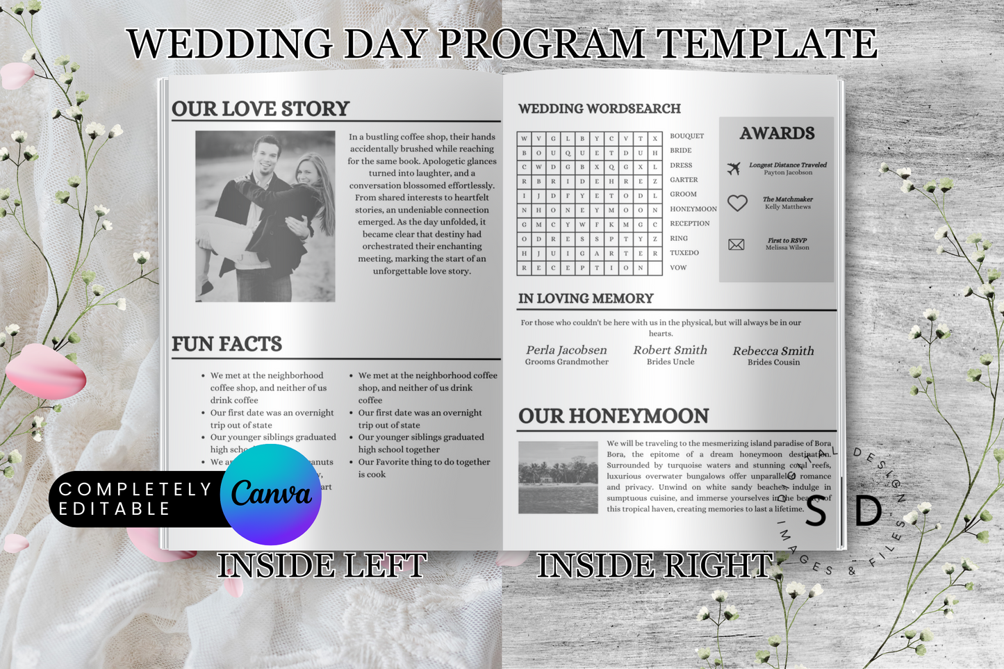 The Wedding Times Folded Program Template