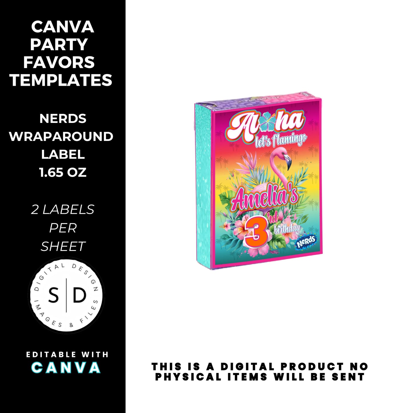 Aloha Let's Flamingo Birthday Party Favor Templates Bundle