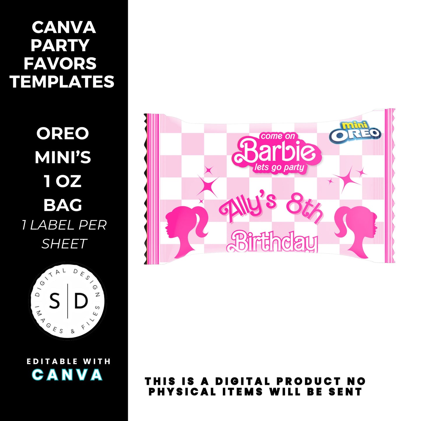 Let's Go Party Retro Barbie Birthday Party Favor Templates