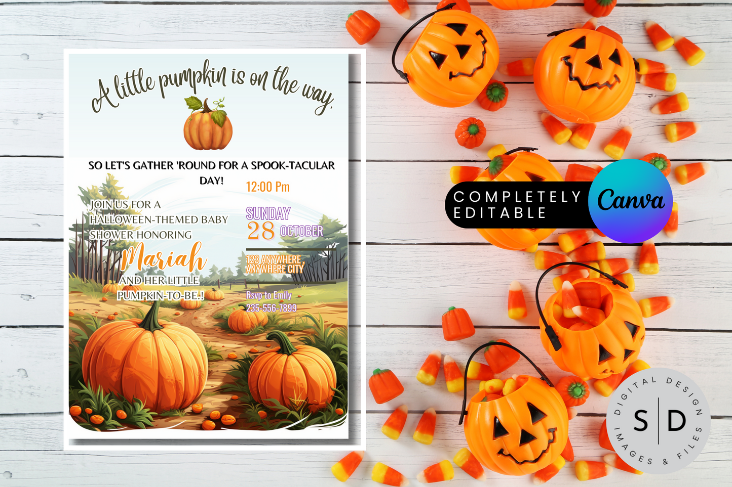 A Little Pumpkin Is On The Way Baby Shower invitation Bundle