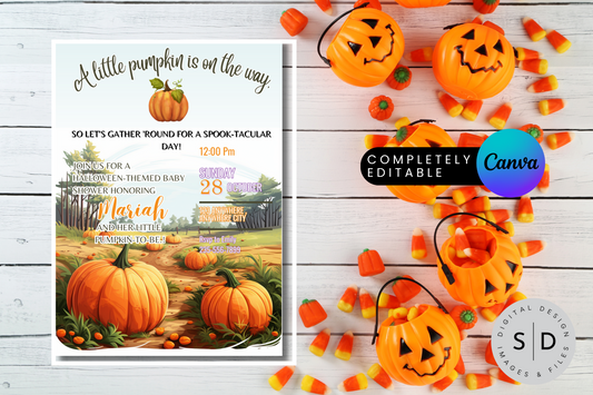 A little pumpkin is on the way Baby Shower invitation