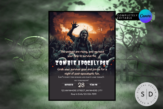 Zombie Apocalypse Halloween Party Invitation