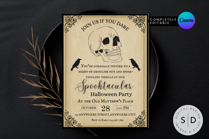 Spooktacular Halloween Vintage Party Invitation