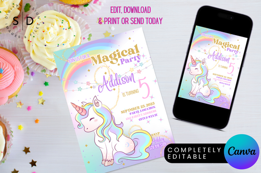 Magical Unicorn Birthday Party Invitation