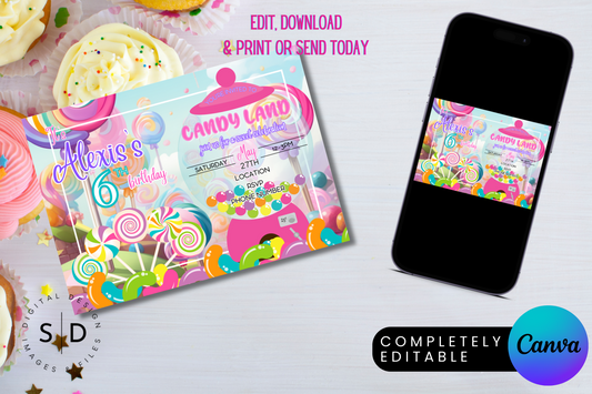 Sweet Candy Land Party Invitation