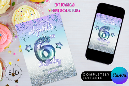 Ocean Foil Birthday Party Invitation