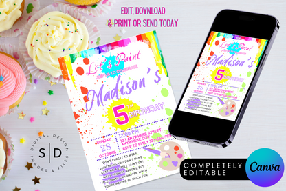 Let's Paint Birthday Party Invitation