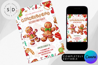 Gingerbread Decorating Party Invitation