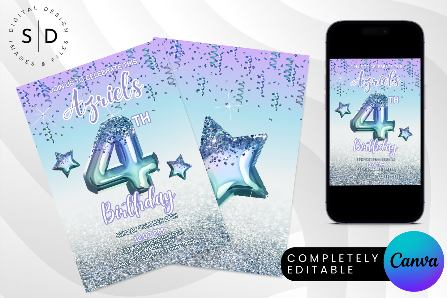 Ocean Foil Birthday Party Invitation