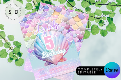Mermaid Scales Birthday Party Invitation