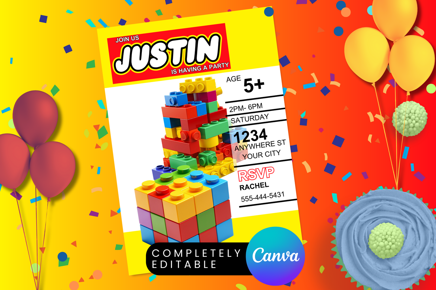 Building Blocks Birthday Invitation