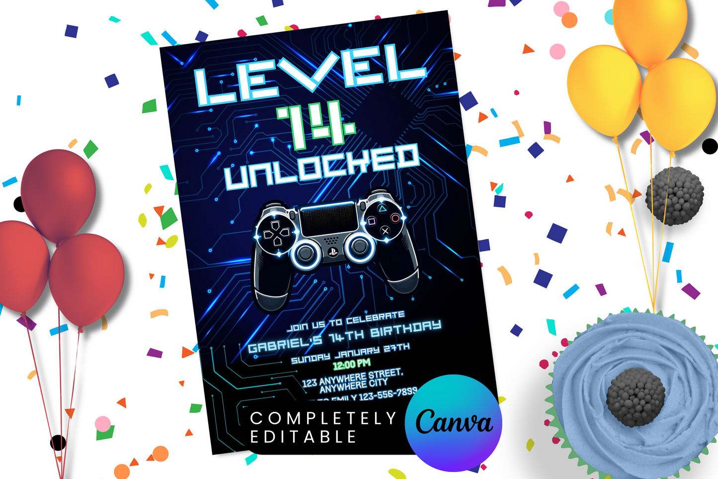 Level Unlocked Video Gamer Birthday Invitation