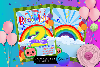 Rainbow Melon Birthday Invitation