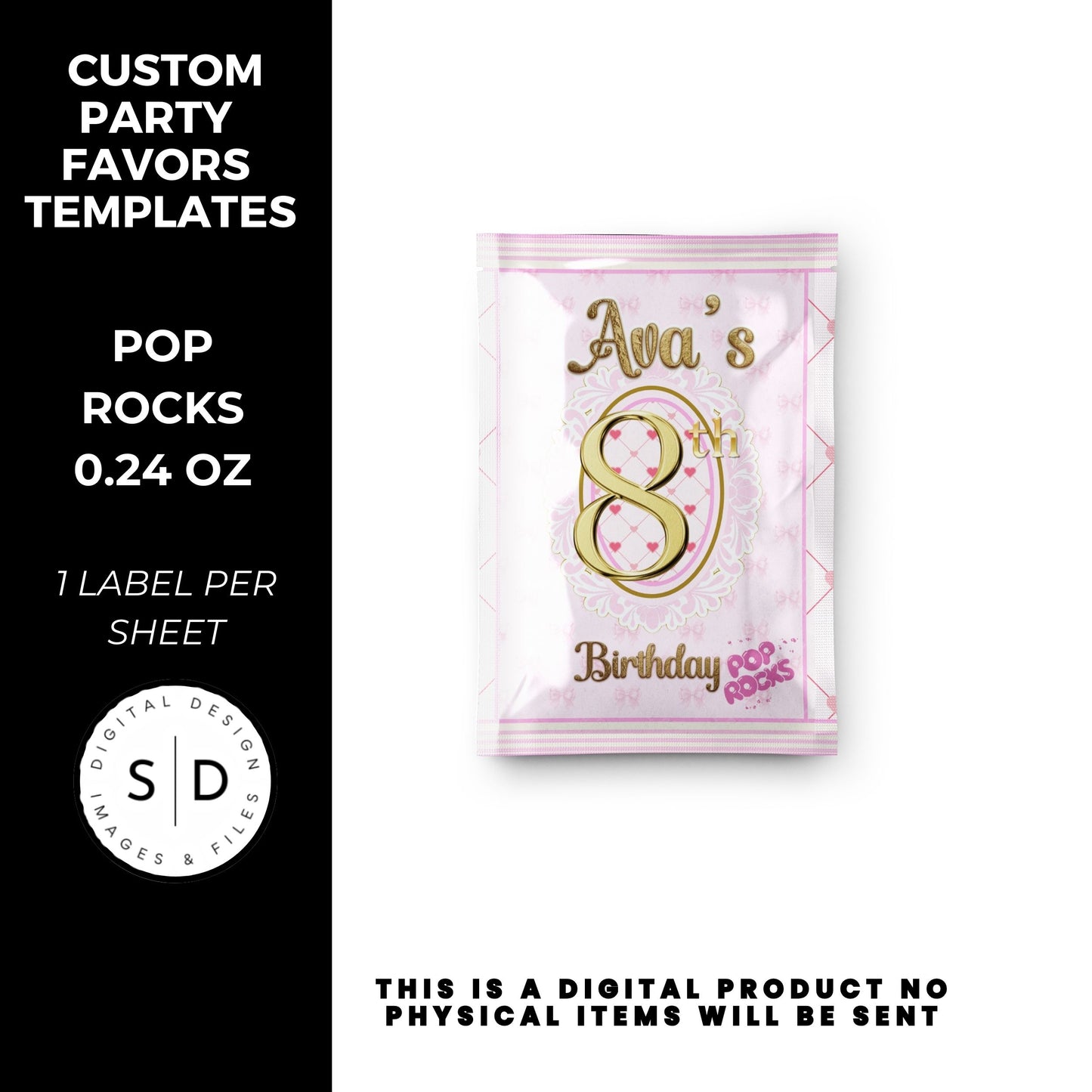 Pink Bow Party Printable Favor Designs DFY