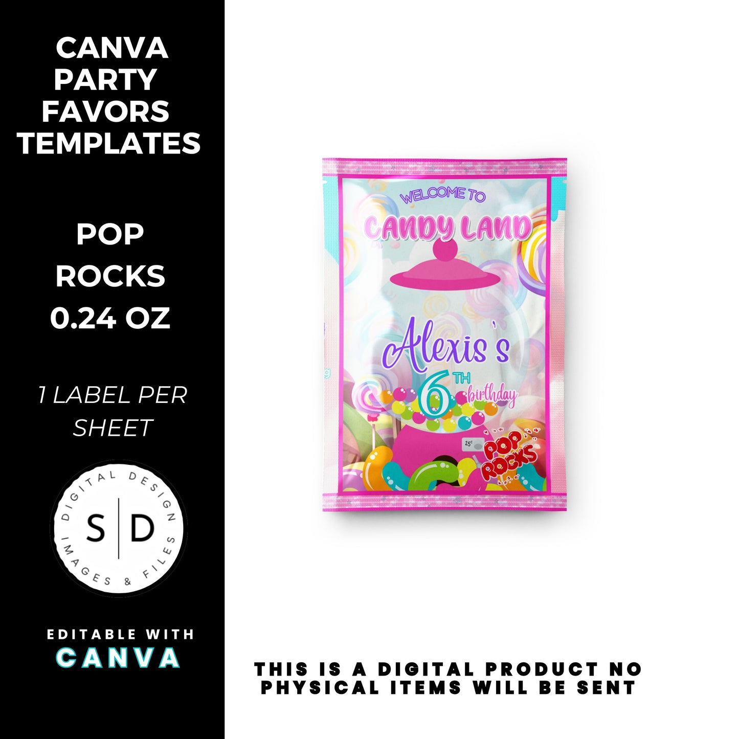 Candy Land Sweets Birthday Party Favor Templates