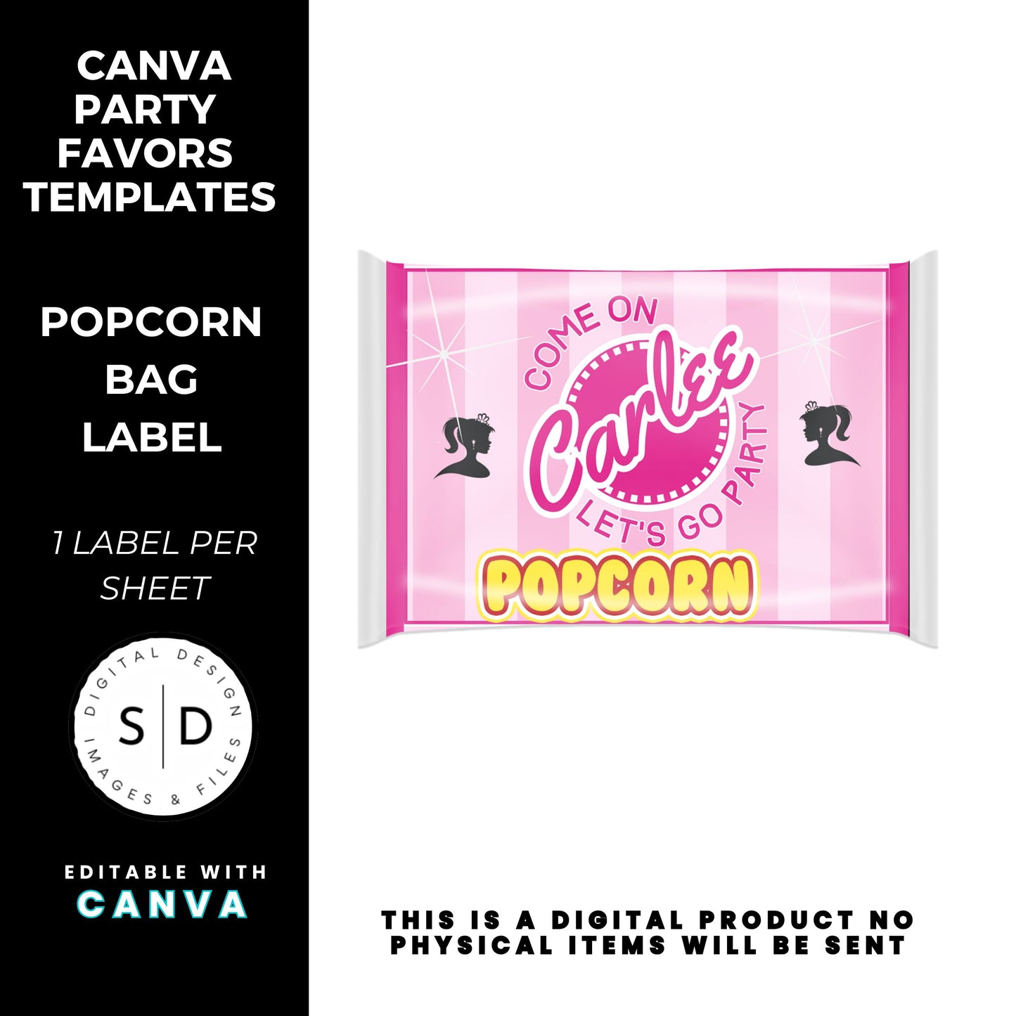 Come On Barbie Birthday Party Favor Templates