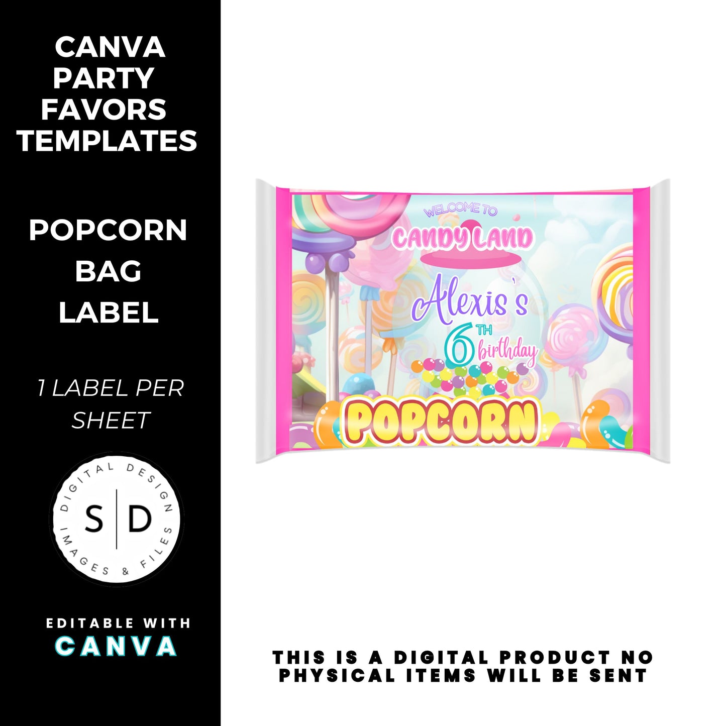 Candy Land Sweets Birthday Party Favor Templates