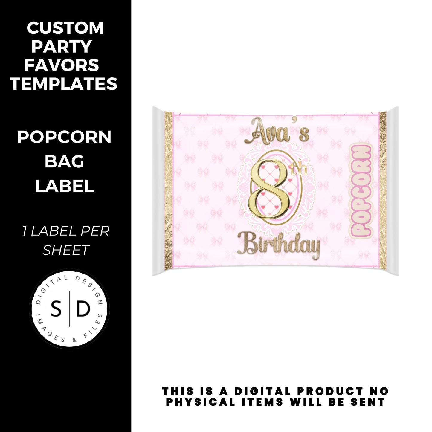 Pink Bow Party Printable Favor Designs DFY
