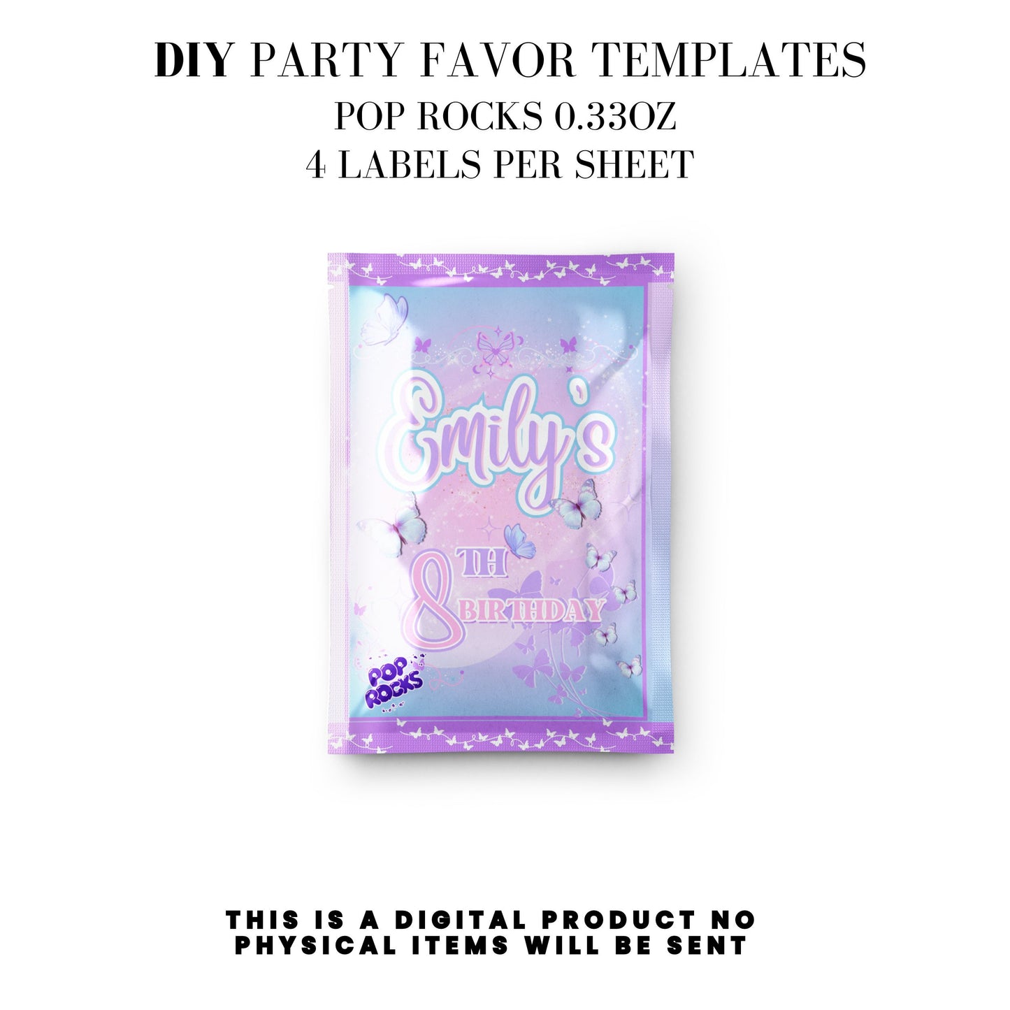 Butterfly Sparkle Lavender Birthday Party Favors DFY