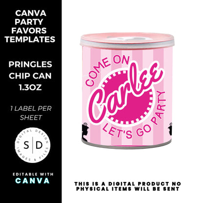 Come On Barbie Birthday Party Favor Templates