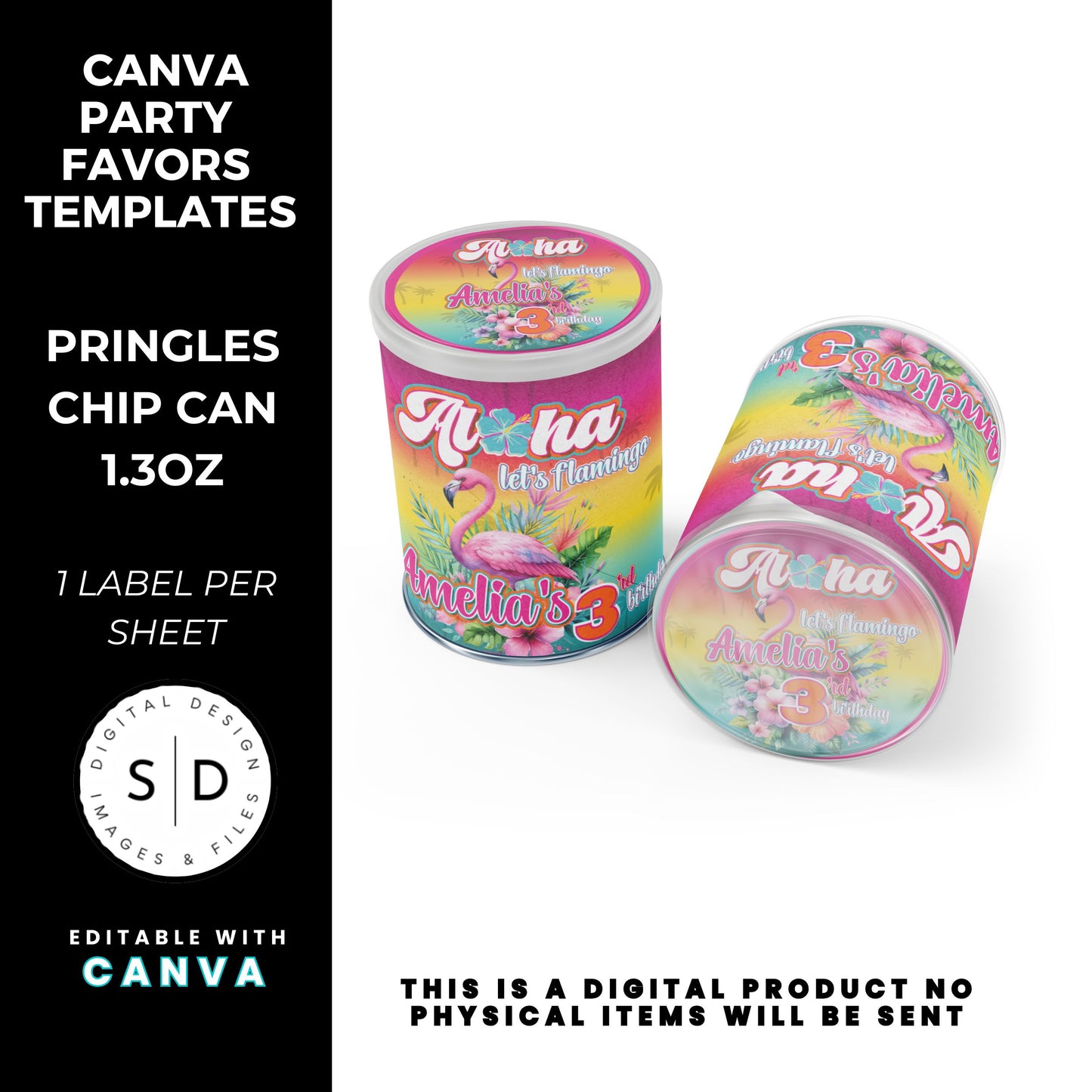 Aloha Let's Flamingo Birthday Party Favor Templates Bundle