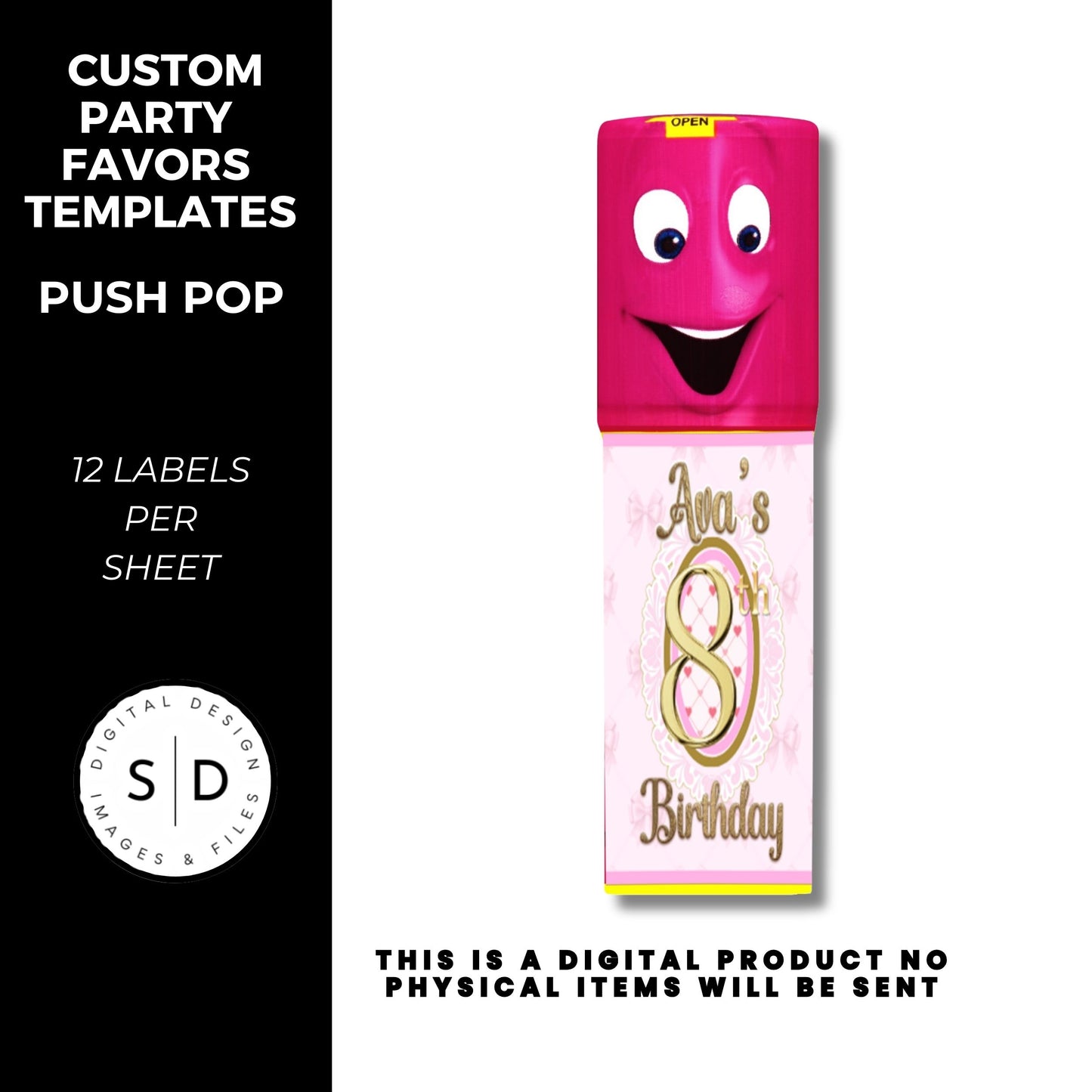 Pink Bow Party Printable Favor Designs DFY