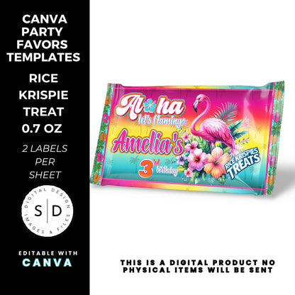 Aloha Let's Flamingo Birthday Party Favor Templates Bundle